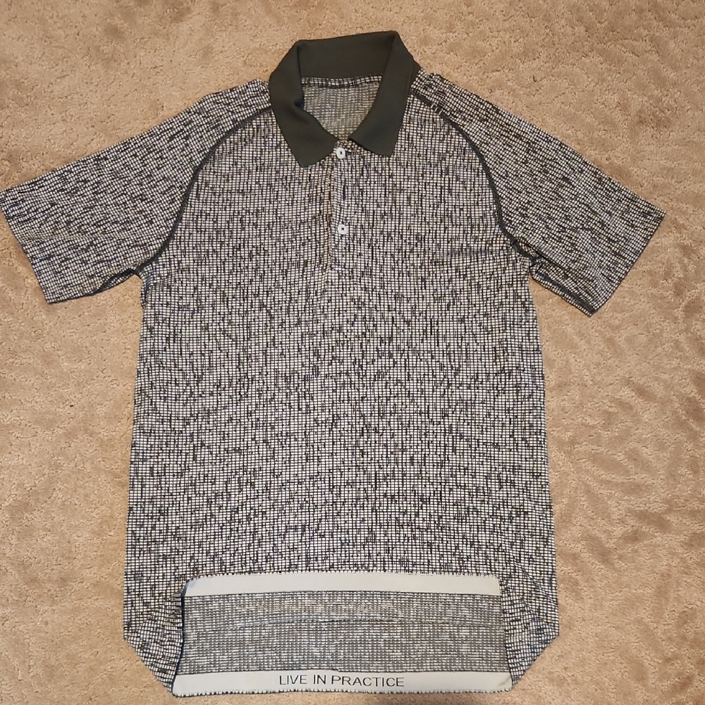 Men's Black and White Lululemon Polo Shirt